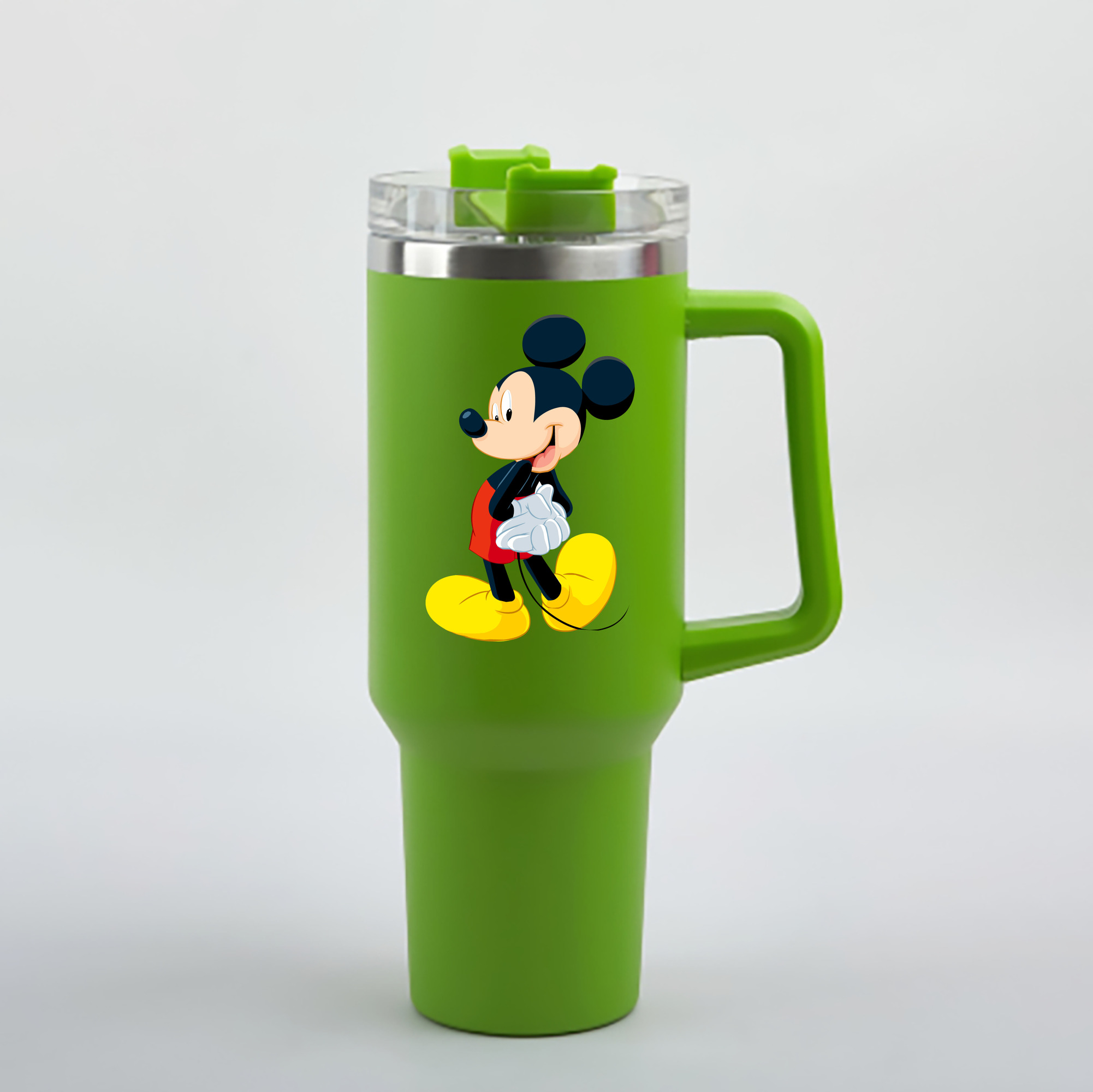 （画像用） ミッキーマウス Mickey Mouse 1200mL車用タンブラー - クリスタルステッカー（プラスチックストロー付き）